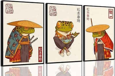 武士青蛙三幅装饰画