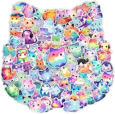 彩虹星空猫贴纸一百枚装