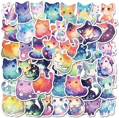 星空渐变猫贴纸五十枚装